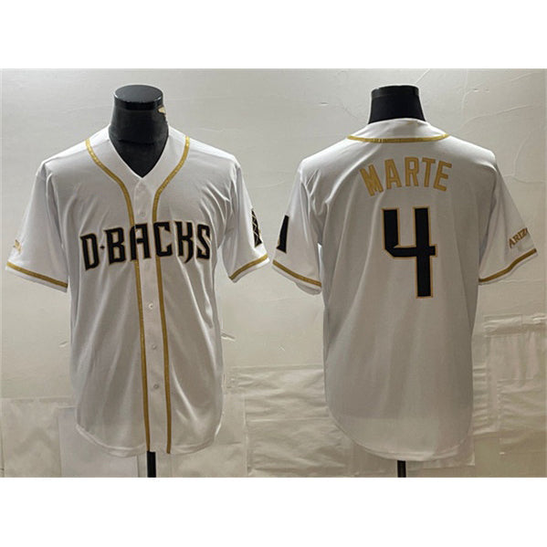 Arizona Diamondbacks #4 Ketel Marte White MAROU Gold Cool Base Stitched Jersey