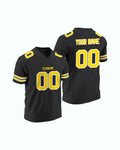 Custom American Football Jersey Personalized Stitched Name and Number Breathable Mesh Top for Team Game Sports or Work wear Black Yellow
