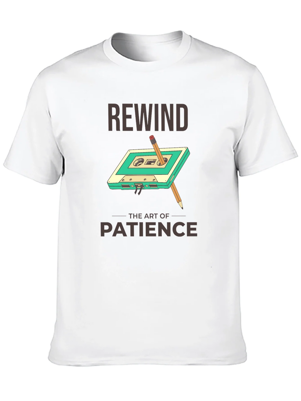 Rewind Patience Graphic Tee - Retro Cassette Design