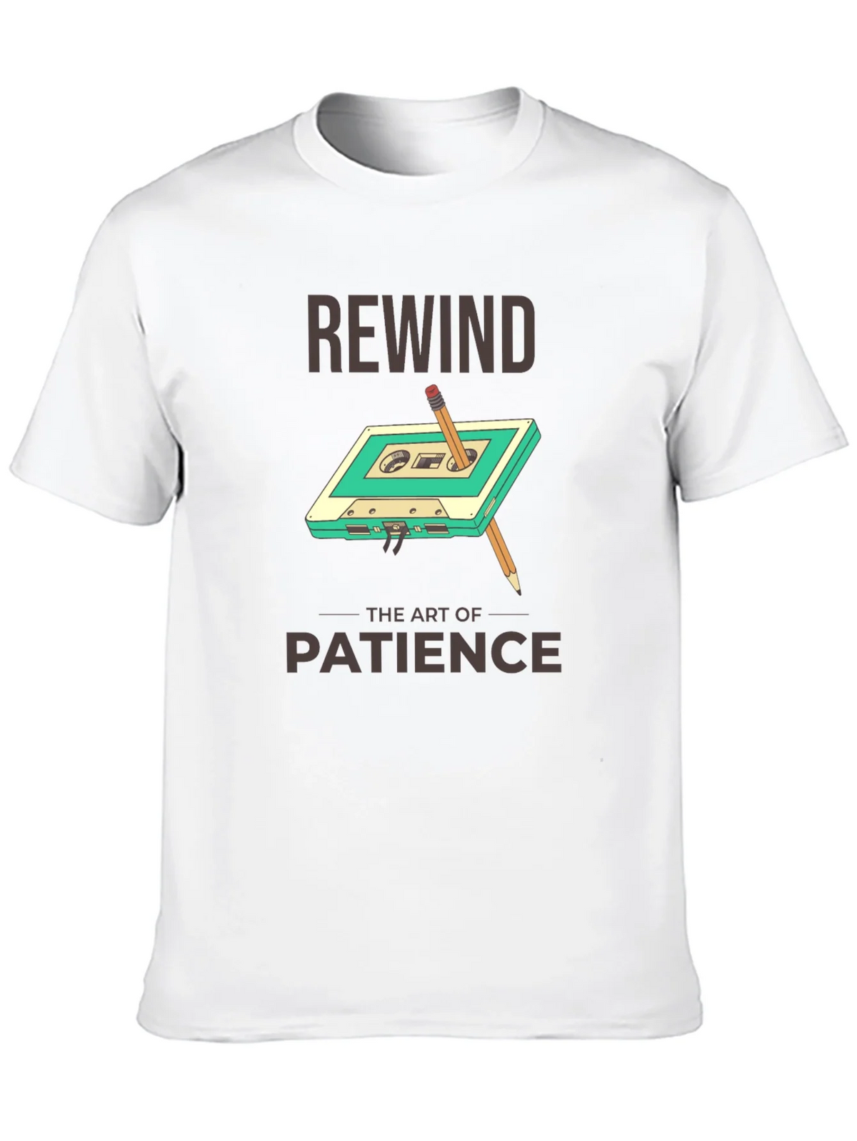 Rewind Patience Graphic Tee - Retro Cassette Design