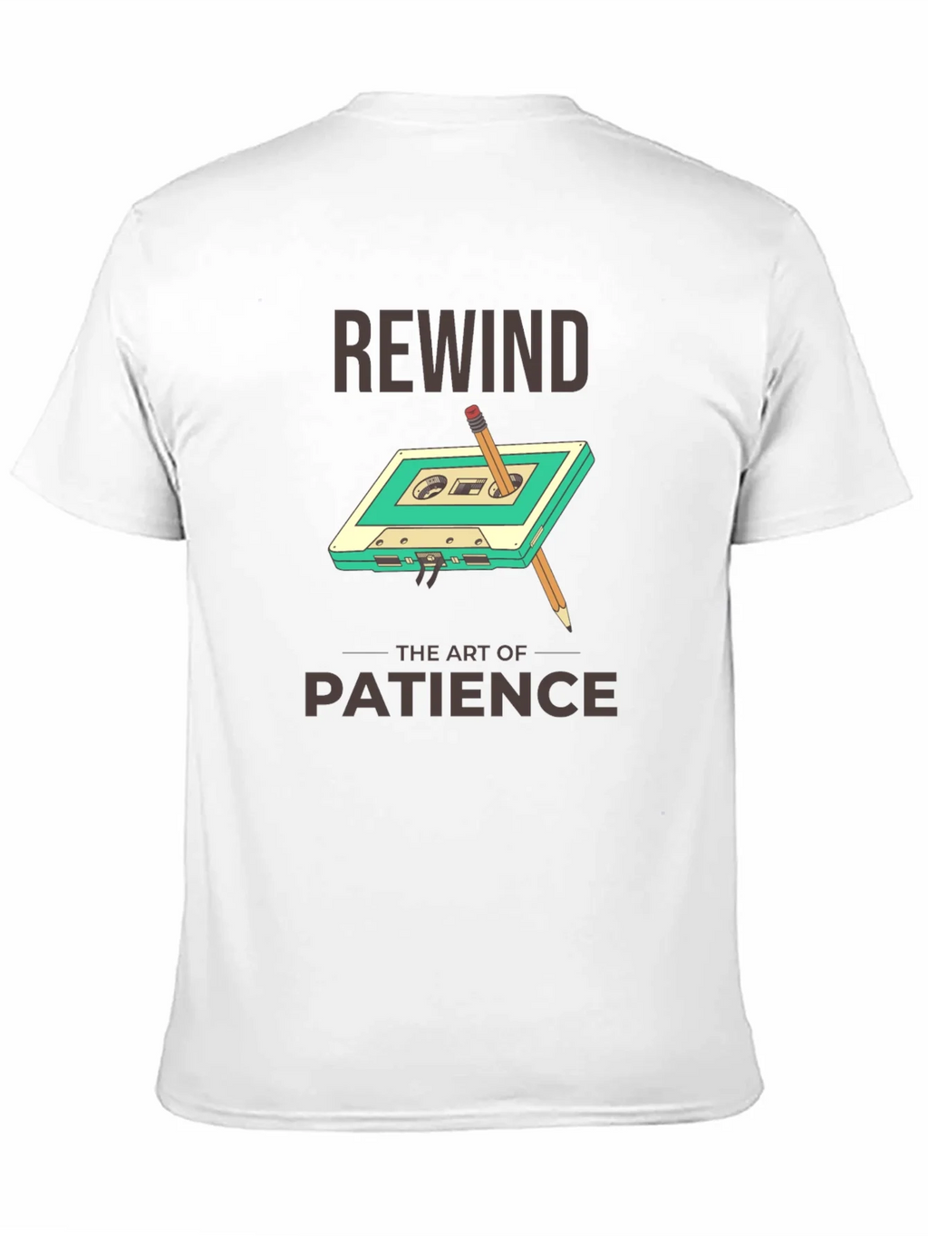 Rewind Patience Graphic Tee - Retro Cassette Design