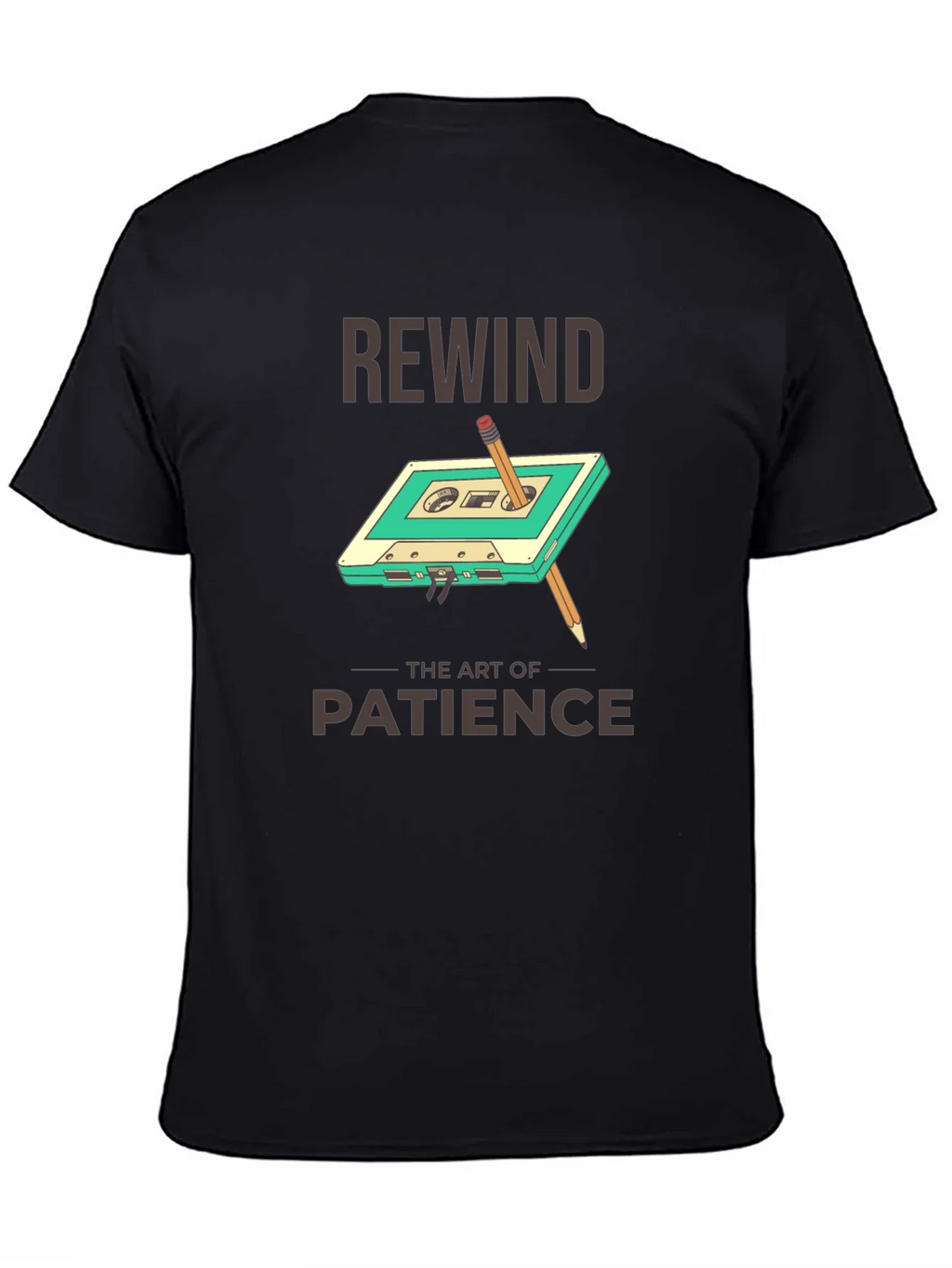 Rewind Patience Graphic Tee - Retro Cassette Design