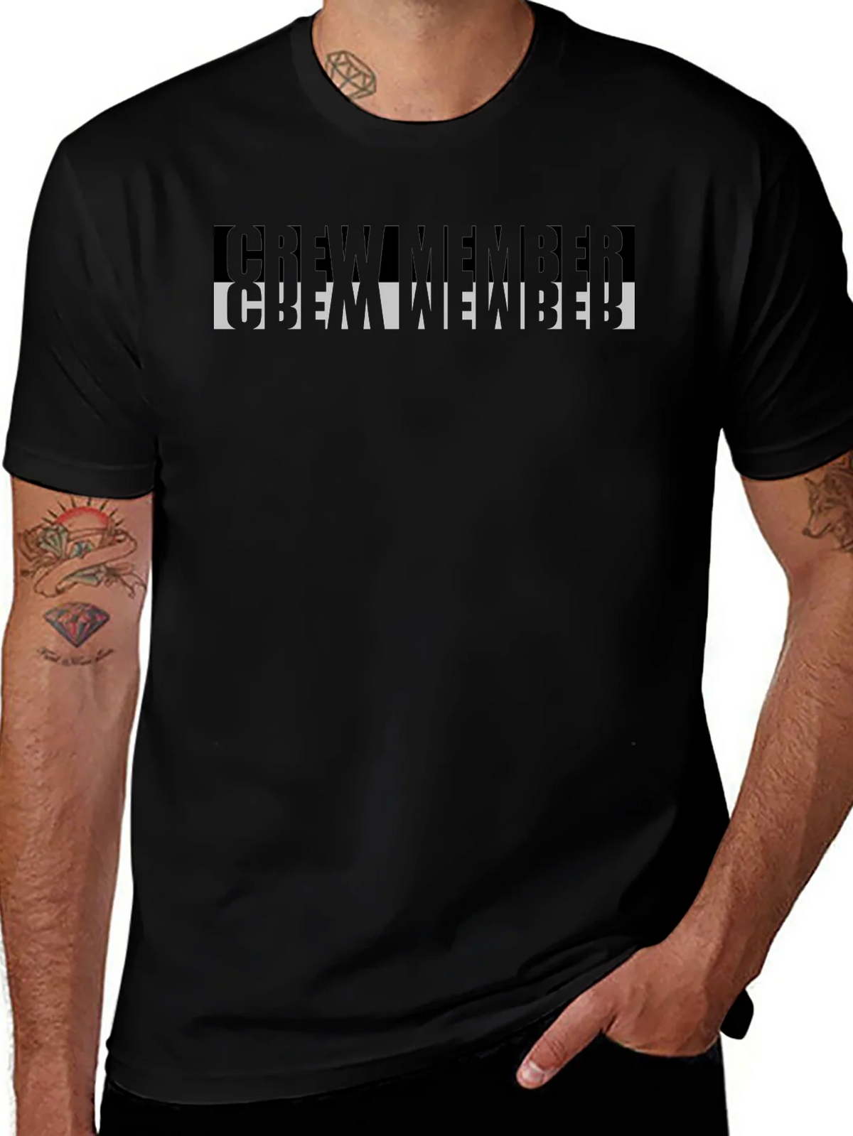 Crew Member Graphic Tee - Black Crew Neck T-Shirt