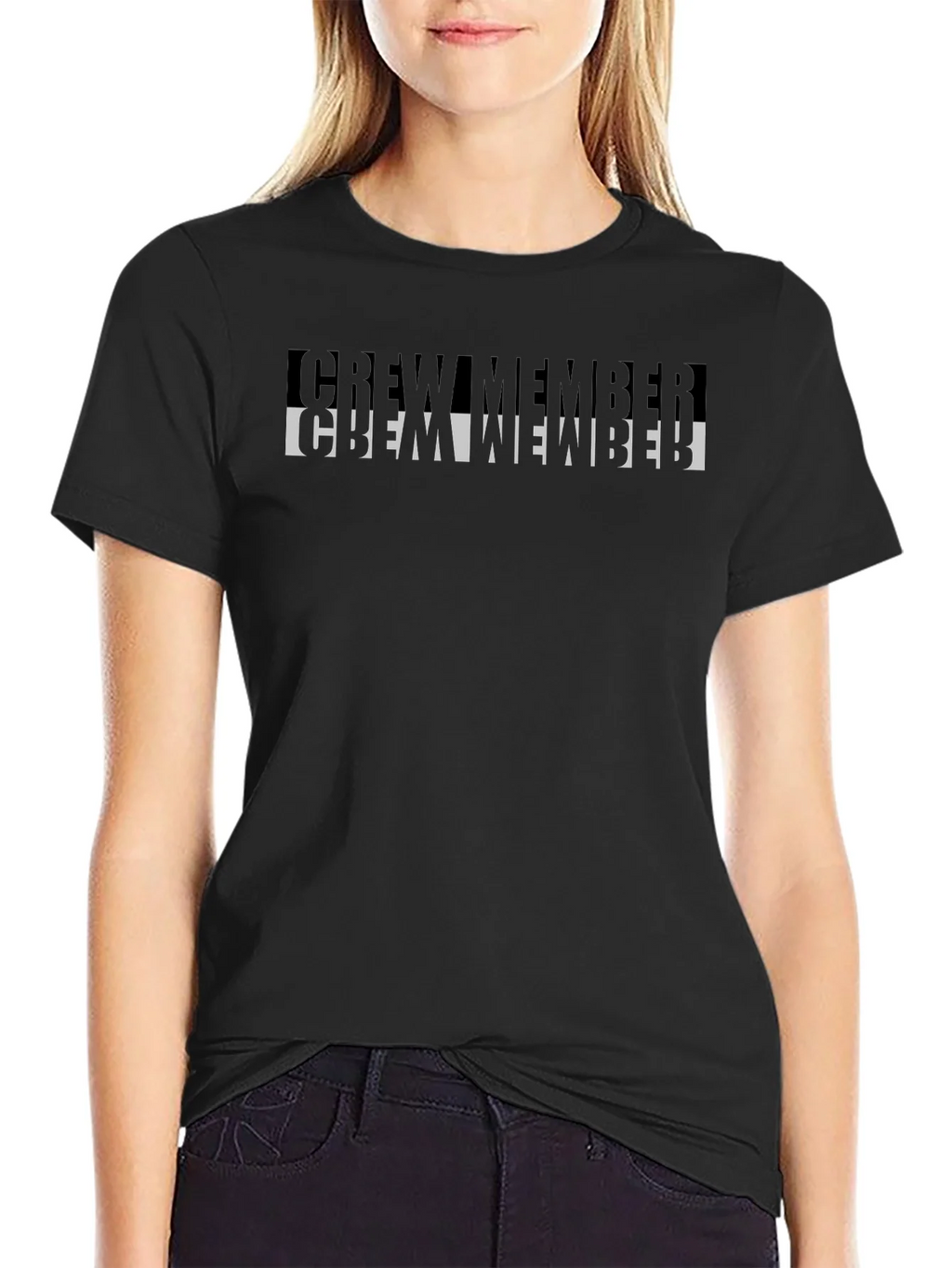 Crew Member Graphic Tee - Black Crew Neck T-Shirt