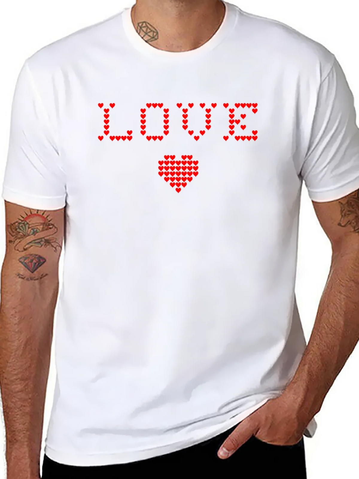 Heart Pixel Love Graphic Tee - Soft Cotton Blend